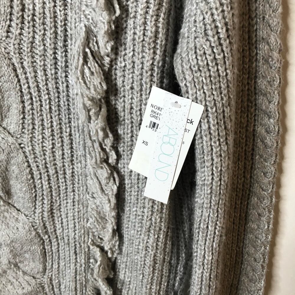 Abound Cable Knit Fringe Pullover Sweater Grey - Picture 4 of 6